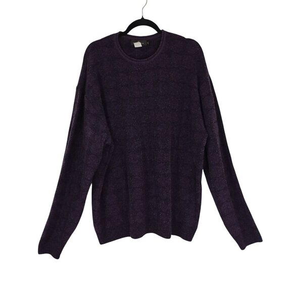 Bugatchi Uomo Sweater Men XL Purple Wool Blend Crewneck Subtle Checkered Pattern - Picture 1 of 8